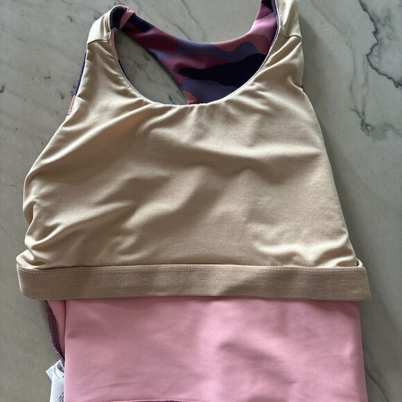 Old Navy Girls Sz XL (14-16) PowerSoft Sports Bra Crop Tank Pink Purple camo - Picture 3 of 4